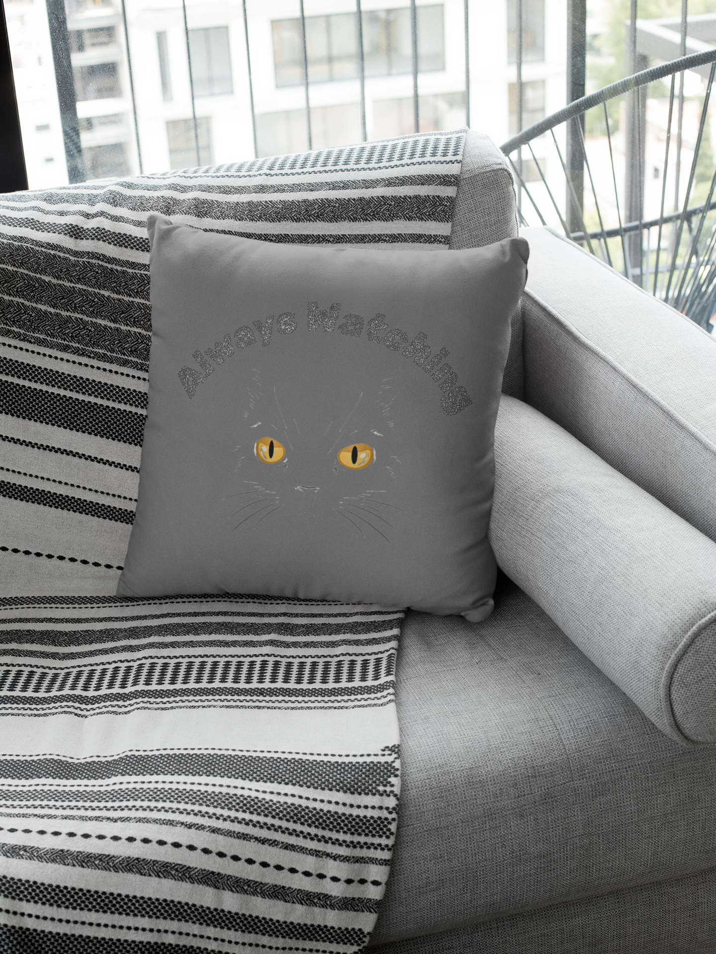 Always Watching Cotton Pillow Cover