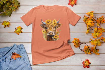 Brown-Eyes Susans Highland Cow Unisex Comfort Soft T-shirt