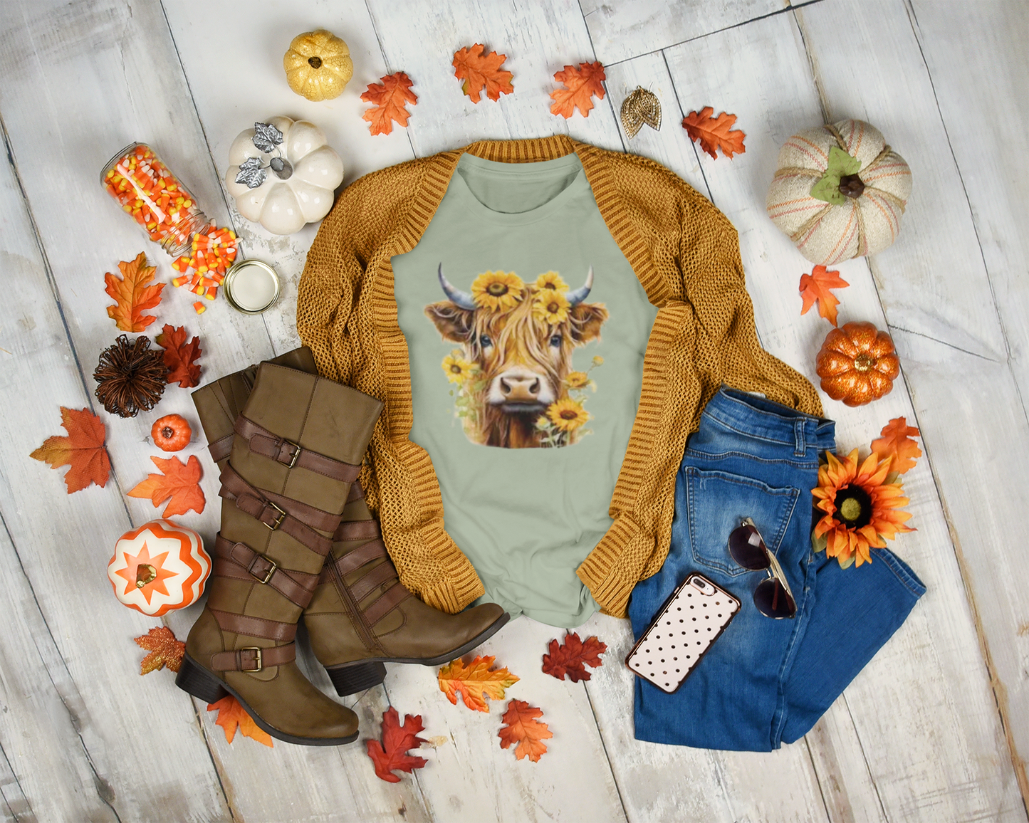 Brown-Eyes Susans Highland Cow Unisex Comfort Soft T-shirt