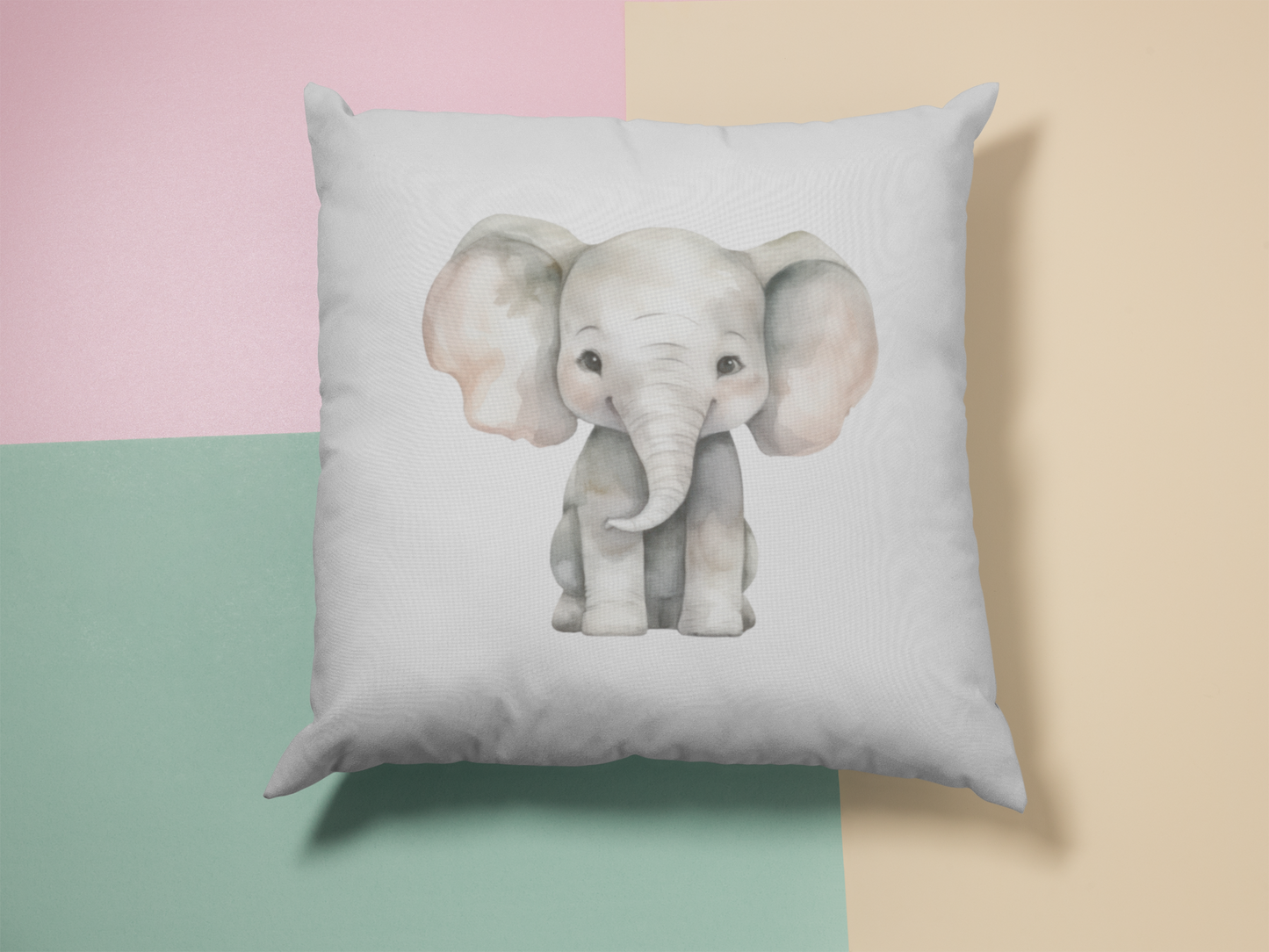 Elephant Cotton Throw Pillow Cover