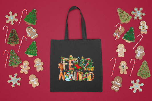 Feliz Navidad Cotton Tote Bag