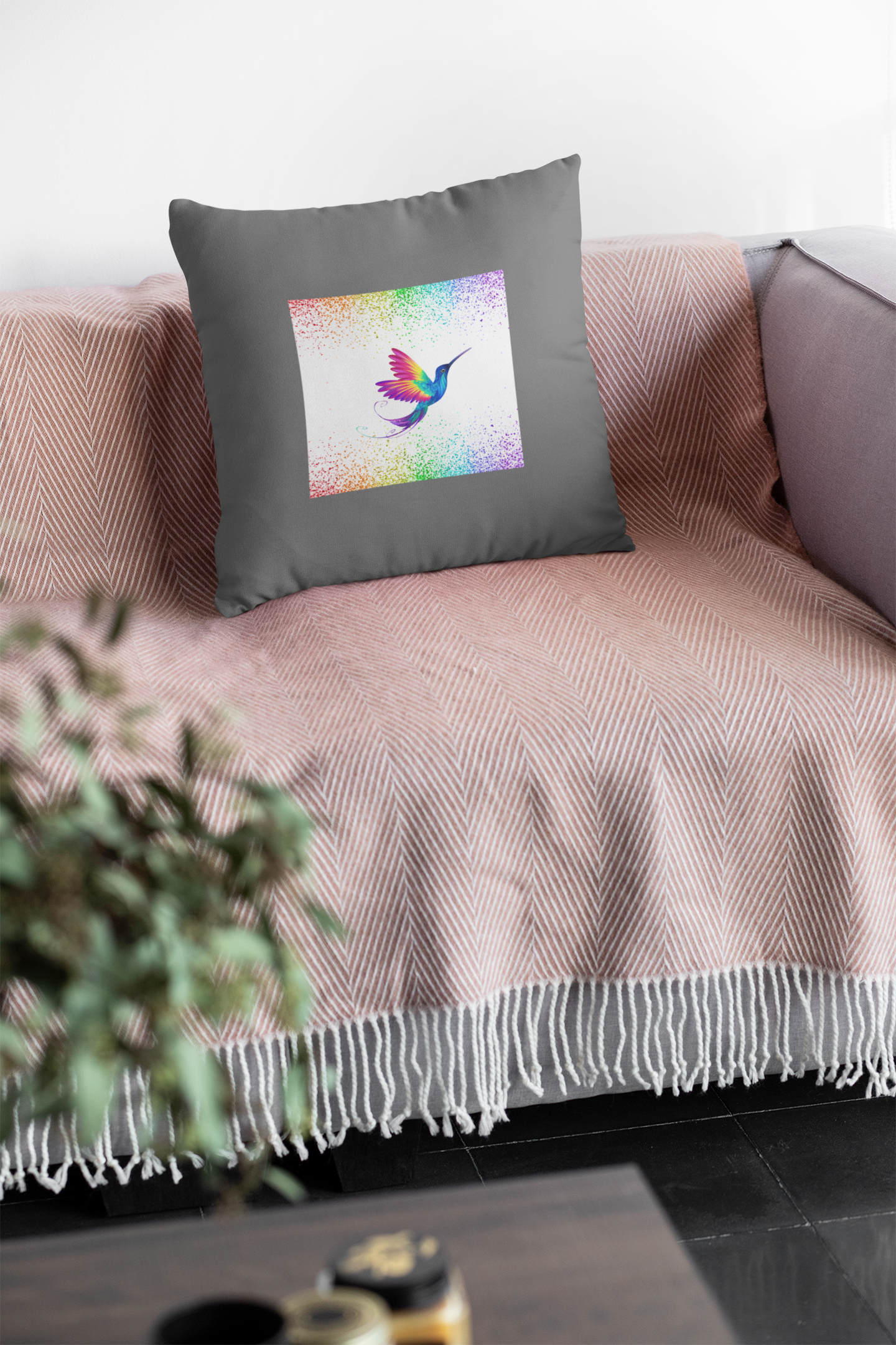 Hummingbird Cotton Pillow Cover