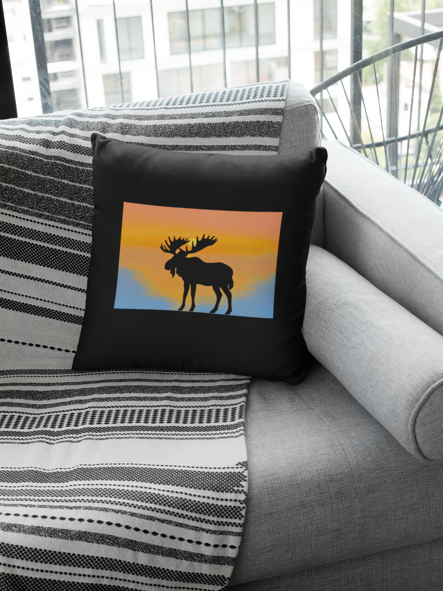 Moose Cotton Pillow Cover