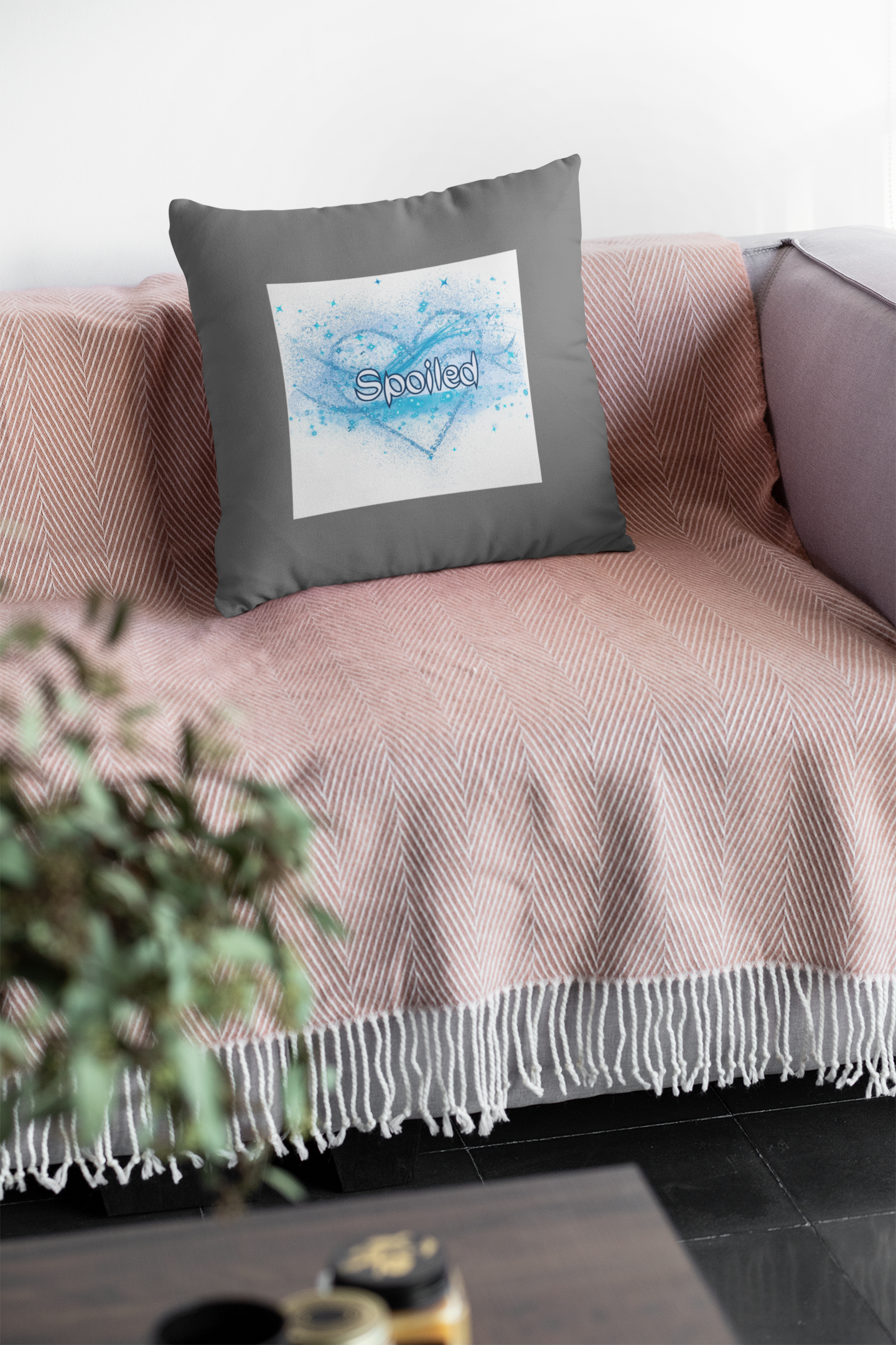 Spoiled Blue Cotton Pillow Cover