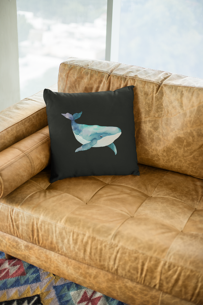 Whale Cotton Throw Pillow Cover