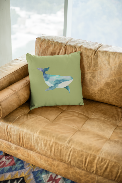 Whale Cotton Throw Pillow Cover